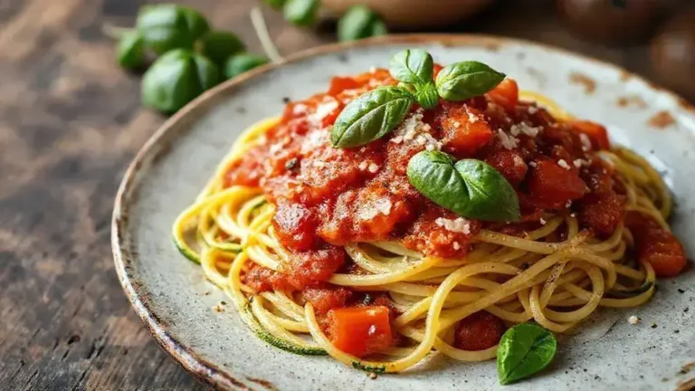 Espaguete de Abobrinha com Molho de Tomate