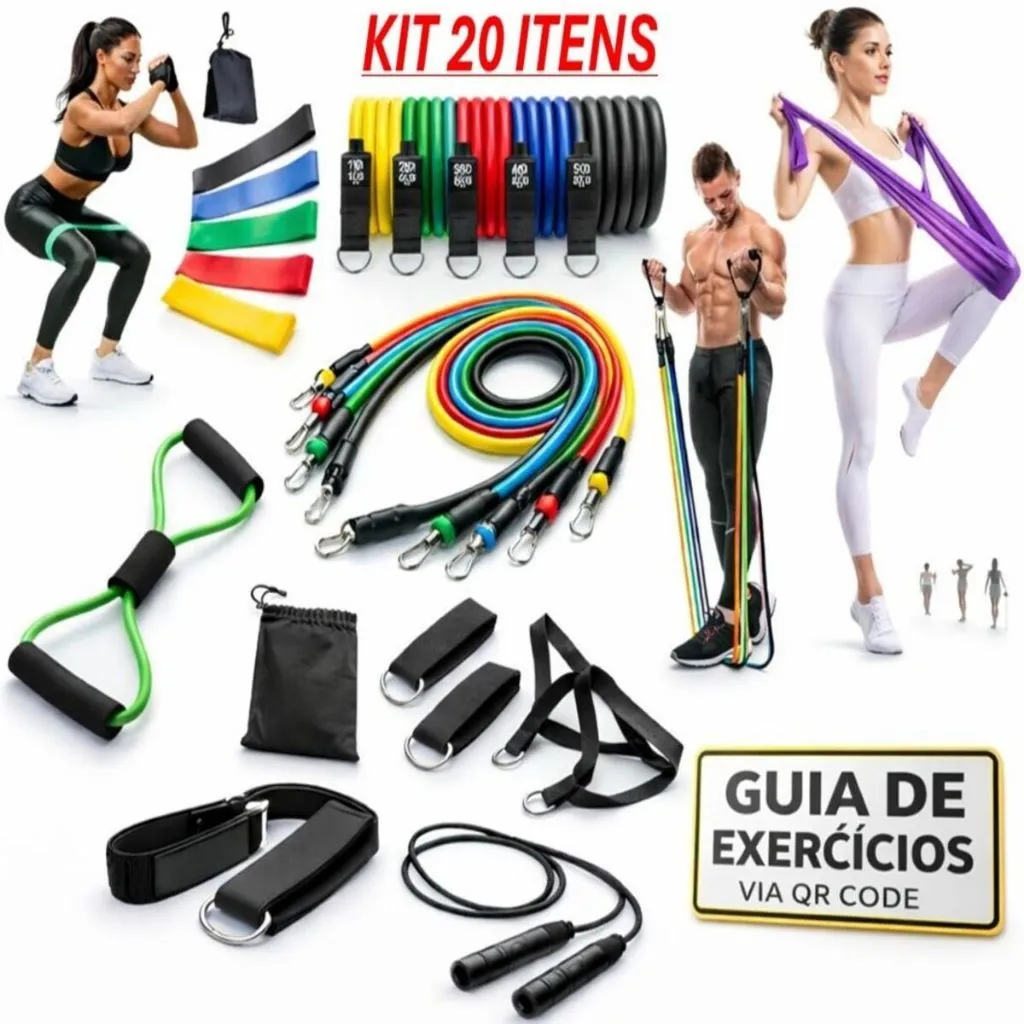 Kit de mini bands e faixas elásticas para treino de musculação em casa