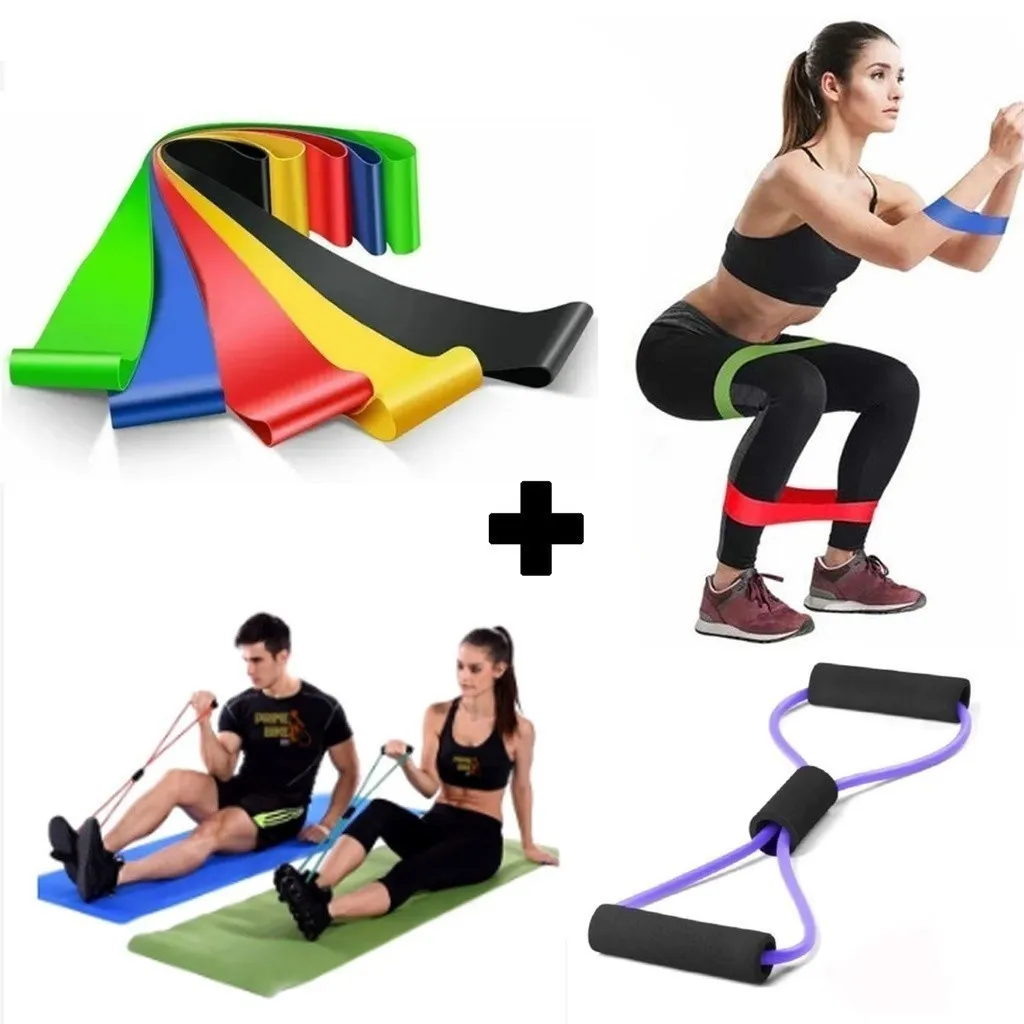 Kit de mini bands e faixas elásticas para treino funcional em casa