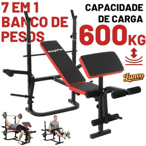 Estação de Musculação Banco para Supino com Encosto Ajustável