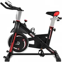 Bicicleta de spinning mecânica New Speed Q50 vermelha e preta para treino indoor