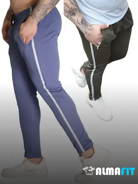 Calça De Corrida Masculina ZENWILL - Afunilada Com Bolsos Zíper - Cinza Escuro Tamanho M