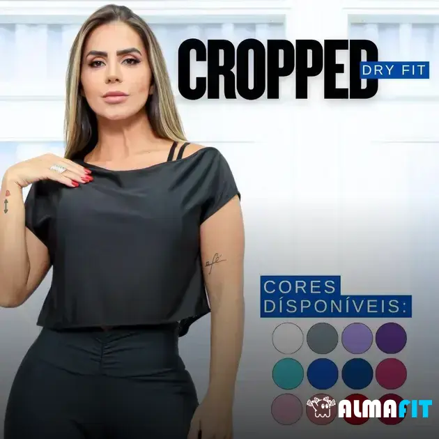 Descubra o Cropped Academia Fitness Ombro Só, uma blusa feminina casual e confortável feita de tecido Dry Fit que seca rapidamente, ideal para suas sessões de treino e atividades aeróbicas.