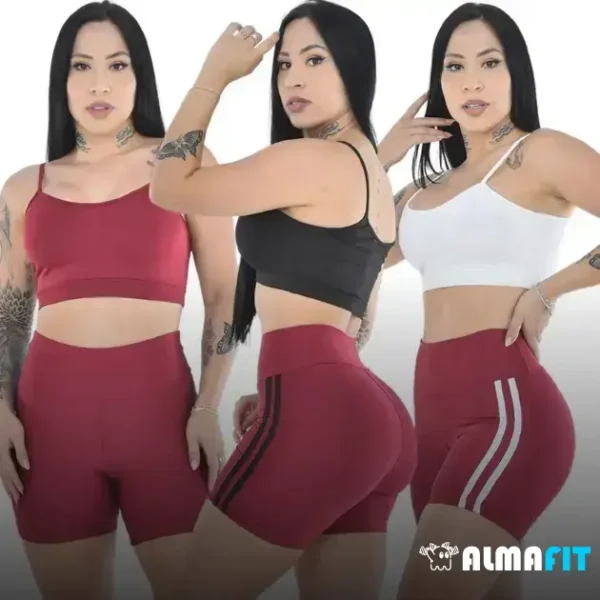 O Kit Conjunto Top Alcinha Suplex e Short Suplex cintura alta oferece conforto e segurança durante atividades físicas e treinos de academia, com tecido de alta qualidade, cós alto e design encorpado para liberdade de movimento.
