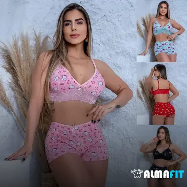 Desperte o luxo e o confort na sua rotina noturna com o Top Doll Pijama Estampado em Suede e Renda, uma combinação sensual e elegante que une leveza e sofisticação.