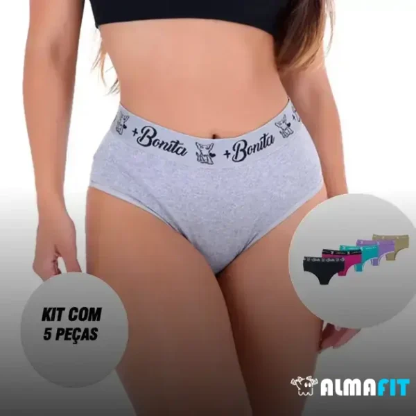 O "Kit 5 Calcinhas Algodão Penteado Caribe Cintura Alta" oferece conforto e durabilidade com um tecido antialérgico composto por 92% de algodão e 8% de elastano, garantindo ajuste seguro e suporte adicional na região abdominal.
