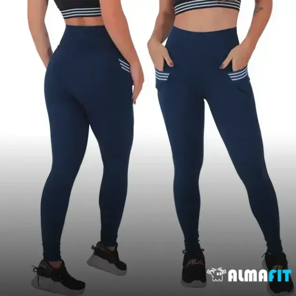 A "Legging Feminina Poliamida Cintura Alta Bolsos Moda Fitness Calça Feminina" oferece conforto térmico, proteção UV50+, e uma modelagem anatômica com bolsos práticos, confeccionada em uma mistura de poliamida e elastano para excelente elasticidade e durabilidade durante suas atividades esportivas e do dia a dia.