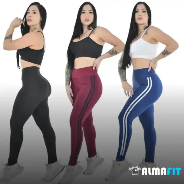 "Conquiste o seu melhor look e conforto com o Kit 03 Calças Legging em Suplex Feminina Cós Alto, perfeito para academia, corrida e todas as suas atividades físicas!"[2][5]