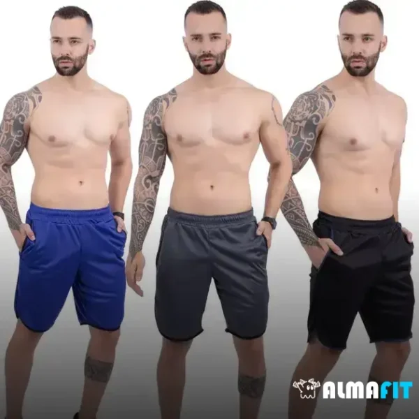 "Conquiste seu melhor desempenho com nosso Kit 3 Bermuda Masculina Esportiva - conforto, estilo e performance para cada treino."